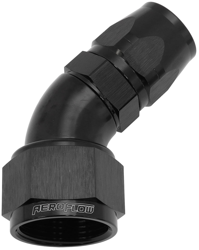 STEPPED 45 DEG HOSEEND -12 HOSTO -16AN REDUCER HOSE END BLAC