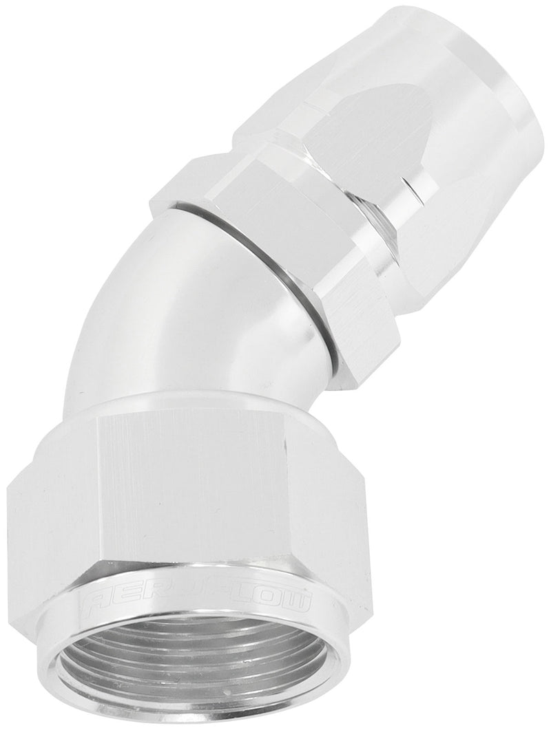 STEPPED 45 DEG HOSEEND -12 HOSTO -16AN REDUCER HOSE END SILV