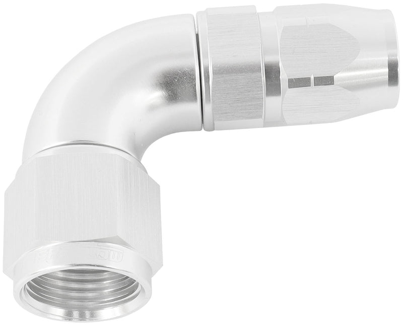 STEPPED 90 DEG HOSEEND -6 HOSETO -8AN REDUCER HOSE END SILVE