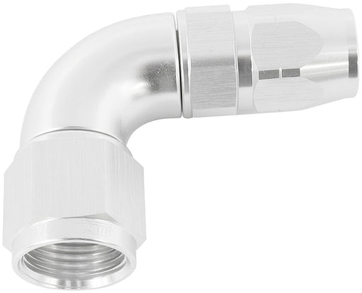 STEPPED 90 DEG HOSEEND -6 HOSETO -8AN REDUCER HOSE END SILVE