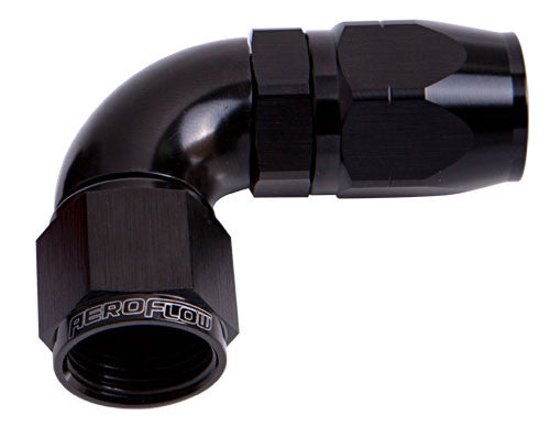 ALLOY 90 DEG HOSE END -10AN   BLACK CUTTER STYLE FULL SWIVEL