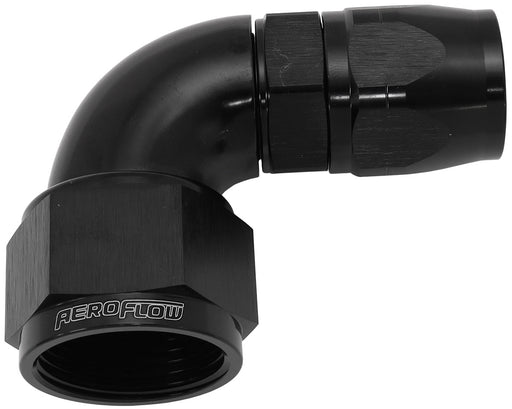 STEPPED 90 DEG FEMALE -16 AN  TO -12AN REDUCER HOSE END BLAC