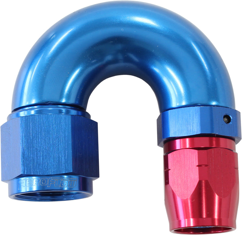 STEPPED 180 DEG HOSEEND -6 HOSTO -8AN REDUCER HOSE END BLUE