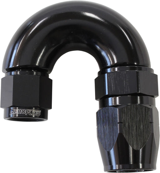 STEPPED 180 DEG HOSEEND -8 HOSTO -6AN REDUCER HOSE END BLACK