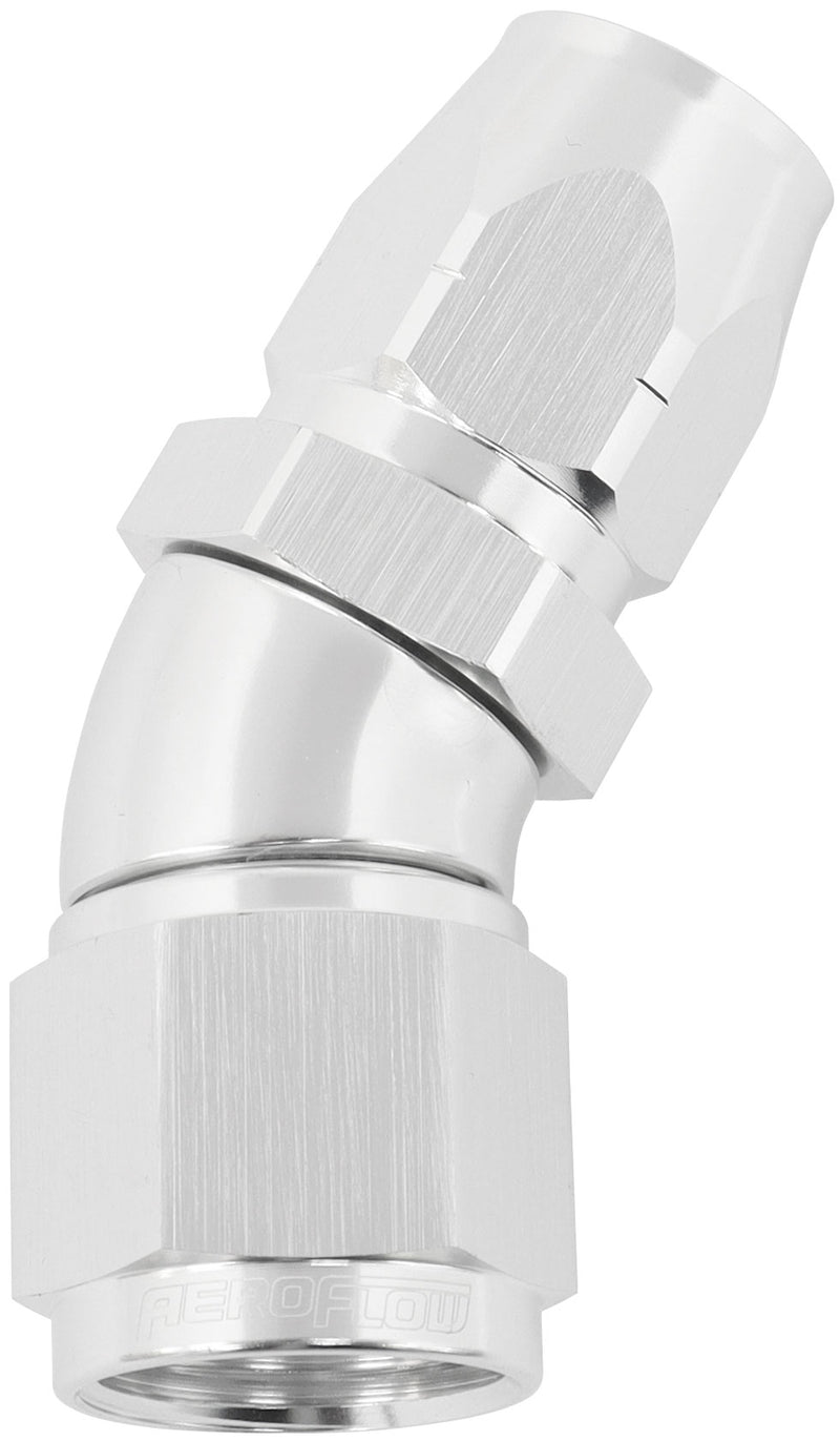 ALLOY 30 DEG HOSE END -8 HOSE TO -10AN REDUCER HOSE END SILV