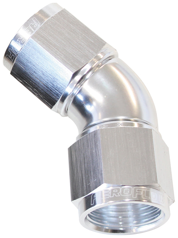 -20AN 45 DEG SWIVEL COUPLER   SILVER BILLET FULL FLOW 1PIECE