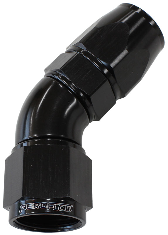 45 DEG -4AN FULL FLOW TEFLON  HOSE END BLACK 1 PIECE FULLFLO