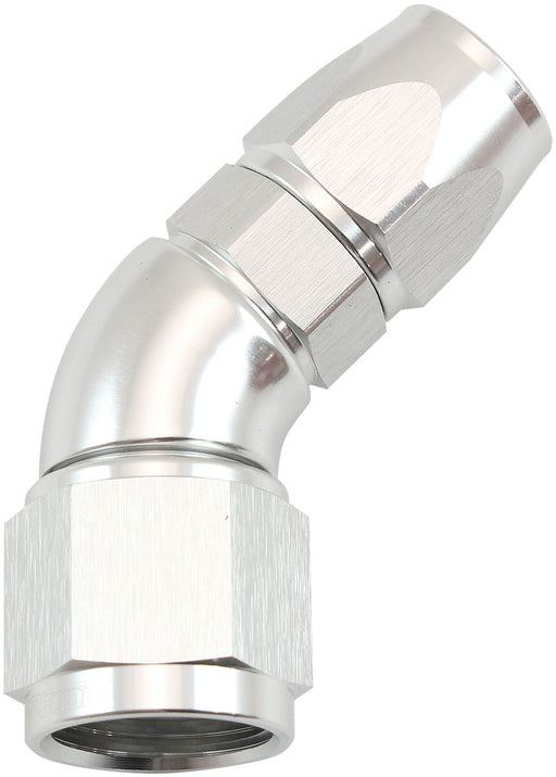 STEPPED 45 DEGREE END -6 HOSE TO -8AN REDUCER HOSE END SILVETEFLON AF 572-06-08DS