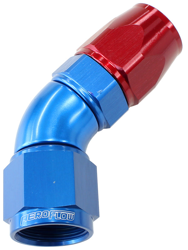 45 DEG -6AN FULL FLOW TEFLON  HOSE END BLUE 1 PIECE FULLFLOW