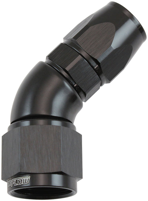 STEPPED 45 DEGREE END -8 HOSE TO -10AN REDUCER HOSE END BLACTEFLON AF 572-08-10DBLK