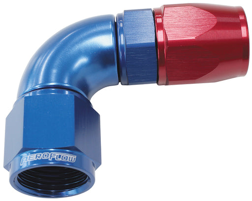 90 DEG -4AN FULL FLOW TEFLON  HOSE END BLUE 1 PIECE FULLFLOW