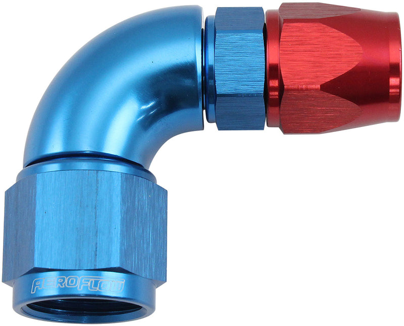 STEPPED 90 DEGREE END -6 HOSE TO -8AN REDUCER HOSE END BLUE TEFLON AF 573-06-08D