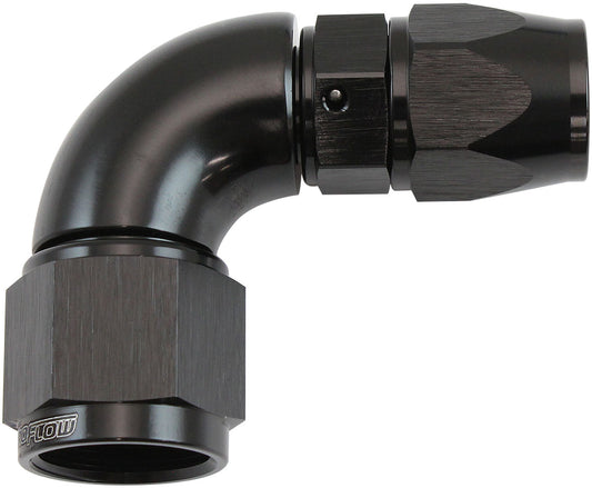 STEPPED 90 DEGREE END -6 HOSE TO -8AN REDUCER HOSE END BLACKTEFLON AF 573-06-08DBLK