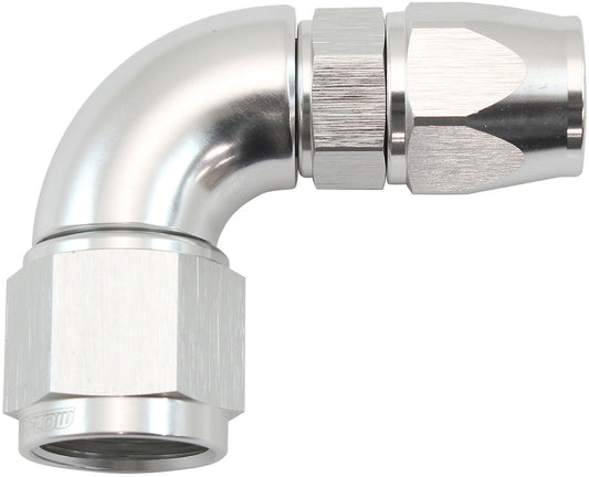 STEPPED 90 DEGREE END -6 HOSE TO -8AN REDUCER HOSE END SILVETEFLON AF 573-06-08DS