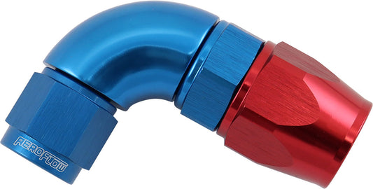 STEPPED 90 DEGREE END -8 HOSE TO -6AN EXPANDER HOSE END BLUETEFLON AF 573-08-06D