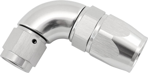 STEPPED 90 DEGREE END -8 HOSE TO -6AN EXPANDER HOSE END SILVTEFLON AF 573-08-06DS