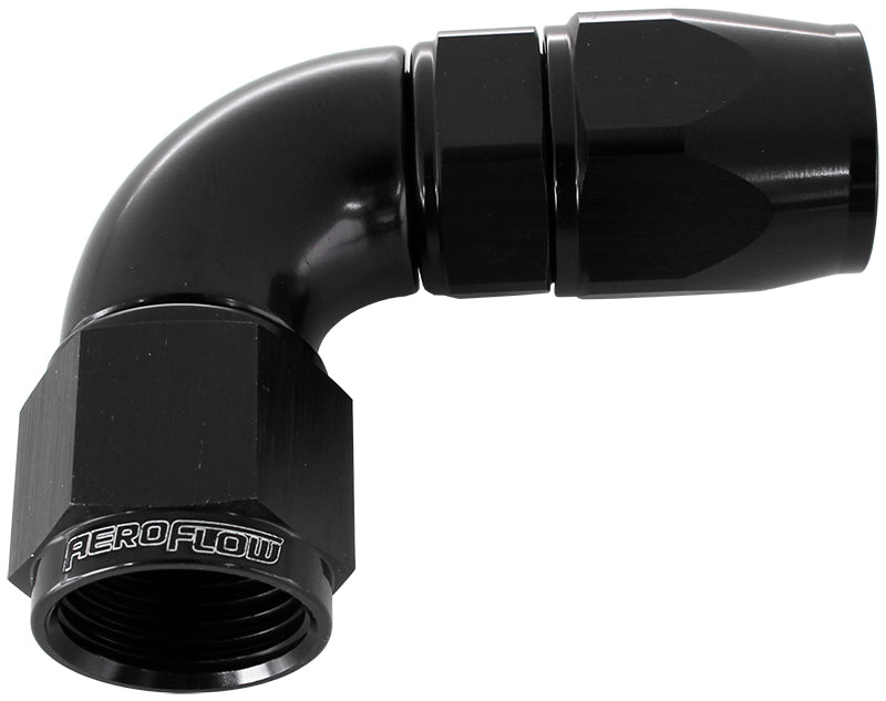 90 DEG -16AN FULL FLOW TEFLON HOSE END BLACK 1 PIECE FULLFLO