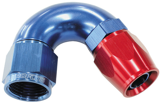 150 DEG -6AN FULL FLOW TEFLON HOSE END BLUE 1 PIECE FULLFLOW