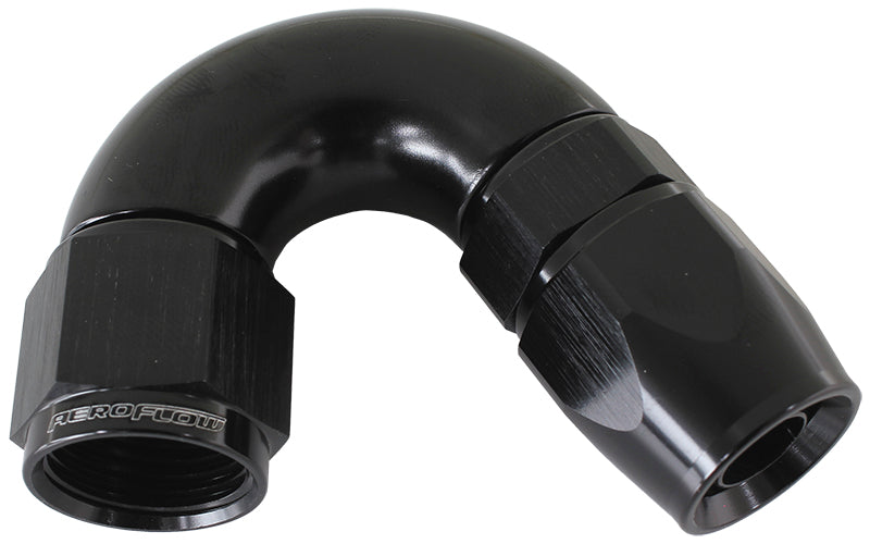 150 DEG -8AN FULL FLOW TEFLON HOSE END BLACK 1 PIECE FULLFLO