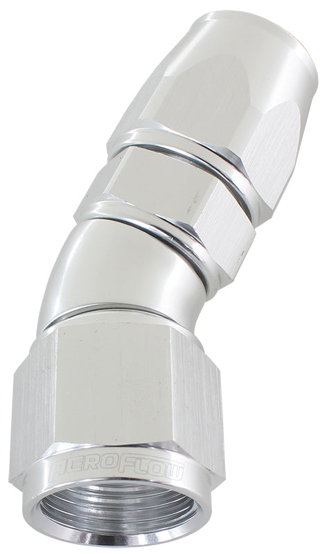 30 DEG -10AN FULL FLOW TEFLON HOSE END SILVER 1 PIECE FULLFL