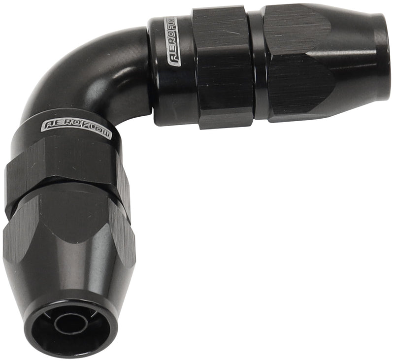 90 DEG -4AN TO -4AN TEFLON    FULL FLOW HOSE ENDS BLACK PTFE