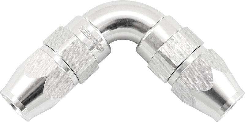 90 DEG -4AN TO -4AN TEFLON    FULL FLOW HOSE ENDS SILVE PTFE