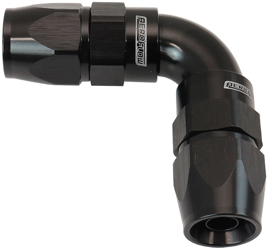 90 DEG -6AN TO -6AN TEFLON    FULL FLOW HOSE ENDS BLACK PTFE