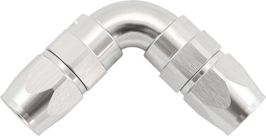 90 DEG -6AN TO -6AN TEFLON    FULL FLOW HOSE ENDS SILVE PTFE