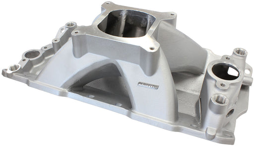 SBC HI RISE INTAKE MANIFOLD   SINGLE PLANE CHEV 350 NATURAL