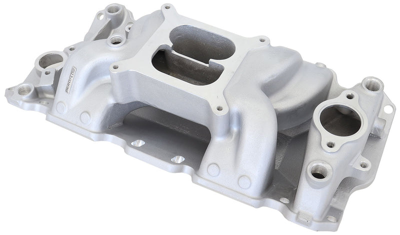 SBC AIR GAP INTAKE MANIFOLD   DUAL PLANE CHEV 350 NATURAL