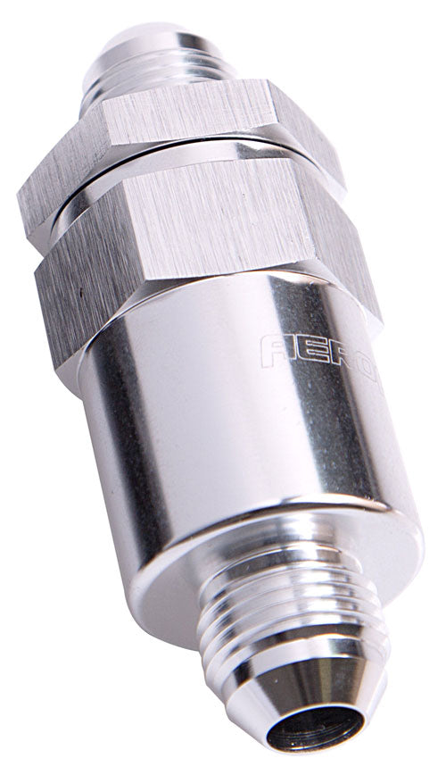 BILLET FUEL FILTER -8AN       SILVER 30 MICRON BRONZE FILTER