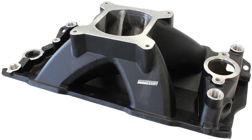 SBC HI RISE INTAKE MANIFOLD   SINGLE PLANE CHEV 350 BLACK