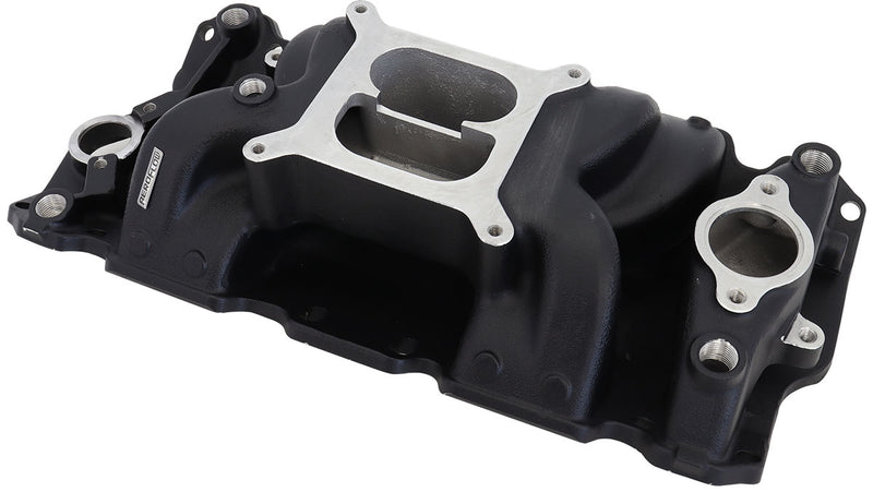 SBC AIR GAP INTAKE MANIFOLD   DUAL PLANE CHEV 350 BLACK