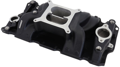 SBC AIR GAP INTAKE MANIFOLD   DUAL PLANE CHEV 350 BLACK