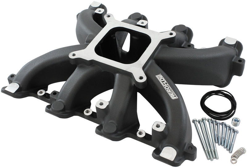 GM LS CARBY INTAKE MANIFOLD   CATHEDRAL PORT NON-EFI LS1 LS2BLACK Aeroflow - AF6240-5000
