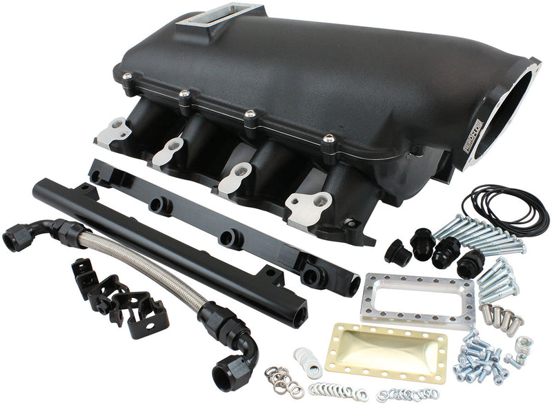 GM LS MODULAR INTAKE MANIFOLD CATHEDRAL PORT LOW RISE EFI   BLACK Aeroflow - AF6263-5000