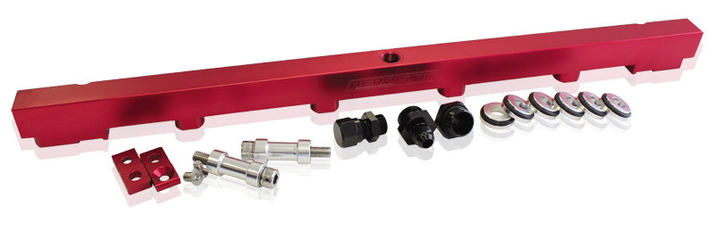 AEROFLOW BILLET RB25 FUEL RAIL RED