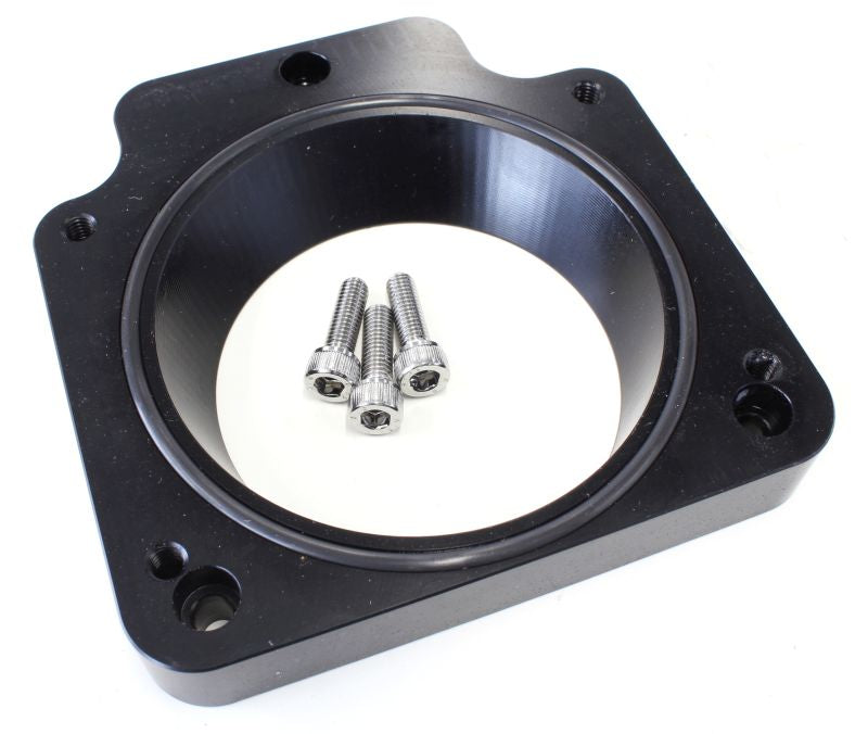 LS THROTTLE BODY ADAPTER BLACK4-BOLT TB TO 3-BOLT MANIFOLD