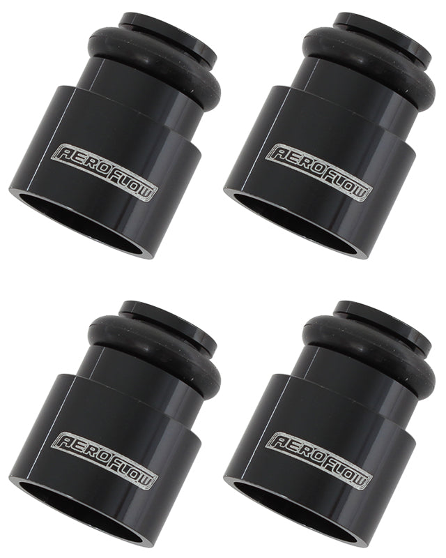 INJECTOR ADAPTER SHORT 14MM TO14MM FUEL RAIL 4 PACK BLACK