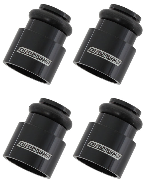INJECTOR ADAPTER SHORT 14MM TO14MM FUEL RAIL 4 PACK BLACK