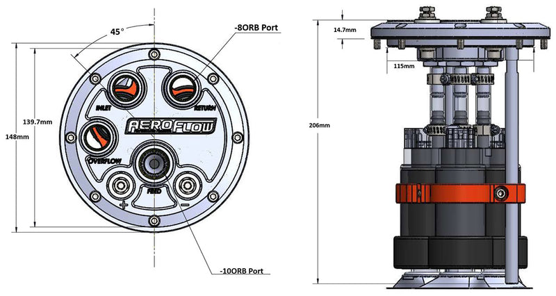 LOW PROFILE TRIPLE PUMP HANGERFUEL 450 525lph BLACK BILLET