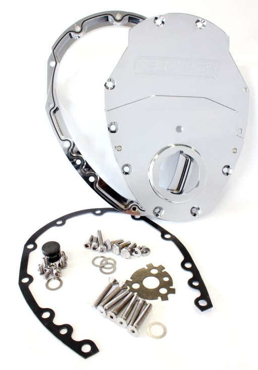 SB CHEV 350 V6 2 PIECE TIMING COVER KIT BILLET CHROME