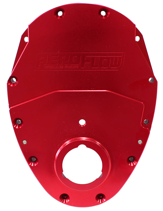 SB CHEV 350 V6 2 PIECE TIMING COVER KIT BILLET RED