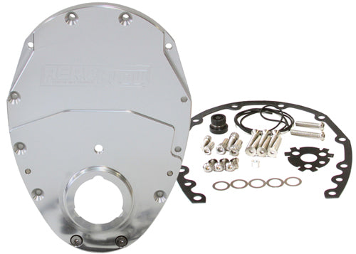 SB CHEV 350 V6 2 PIECE TIMING COVER KIT BILLET SILVER