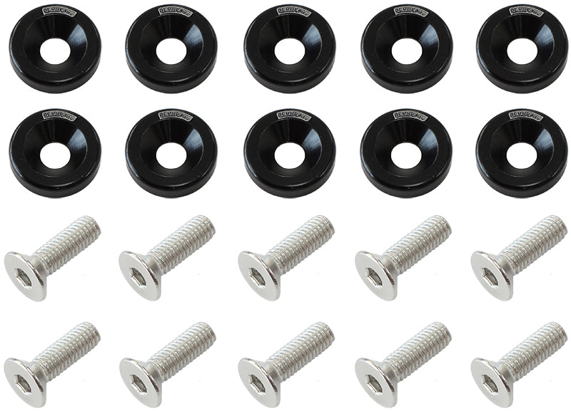 BILLET DRESS UP FENDER BOLT 10PACK M6 x 1.00 UHL 20MM BLACK