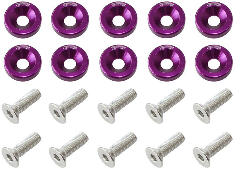 BILLET DRESS UP FENDER BOLT 10PACK M6 x 1.00 UHL 20MM PURPLE