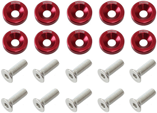 BILLET DRESS UP / FENDER BOLT 10 PACK 5/16 UNC UHL 25MM RED