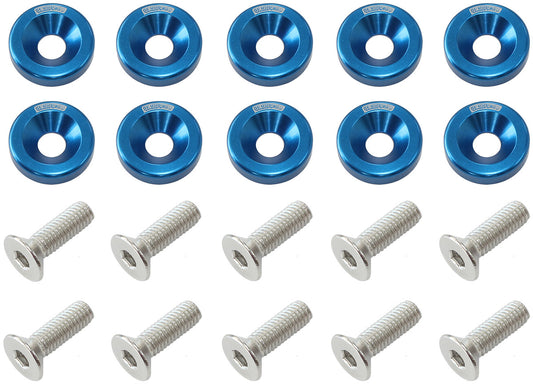 BILLET DRESS UP FENDER BOLT   10 PACK 1/4 UNC UHL 25MM BLUE Default Title