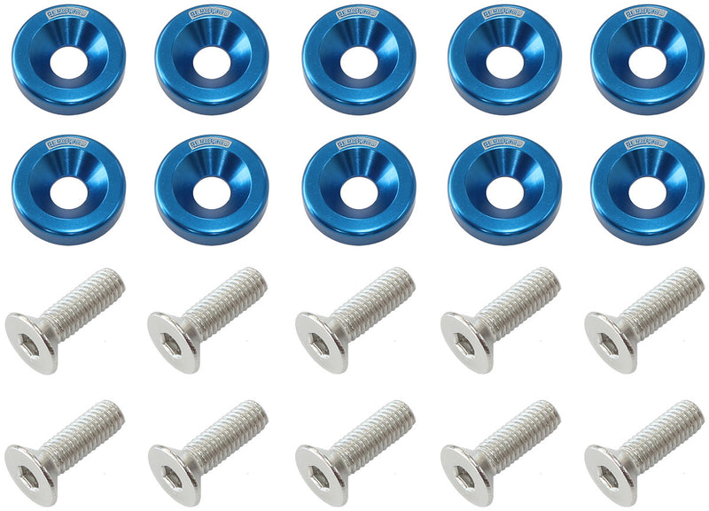 BILLET DRESS UP FENDER BOLT   10 PACK 1/4 UNC UHL 25MM BLUE