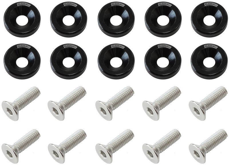 BILLET DRESS UP FENDER BOLT 10PACK M8 x 1.25mm UHL 20MM     BLACK Aeroflow - AF 64-4374BLK
